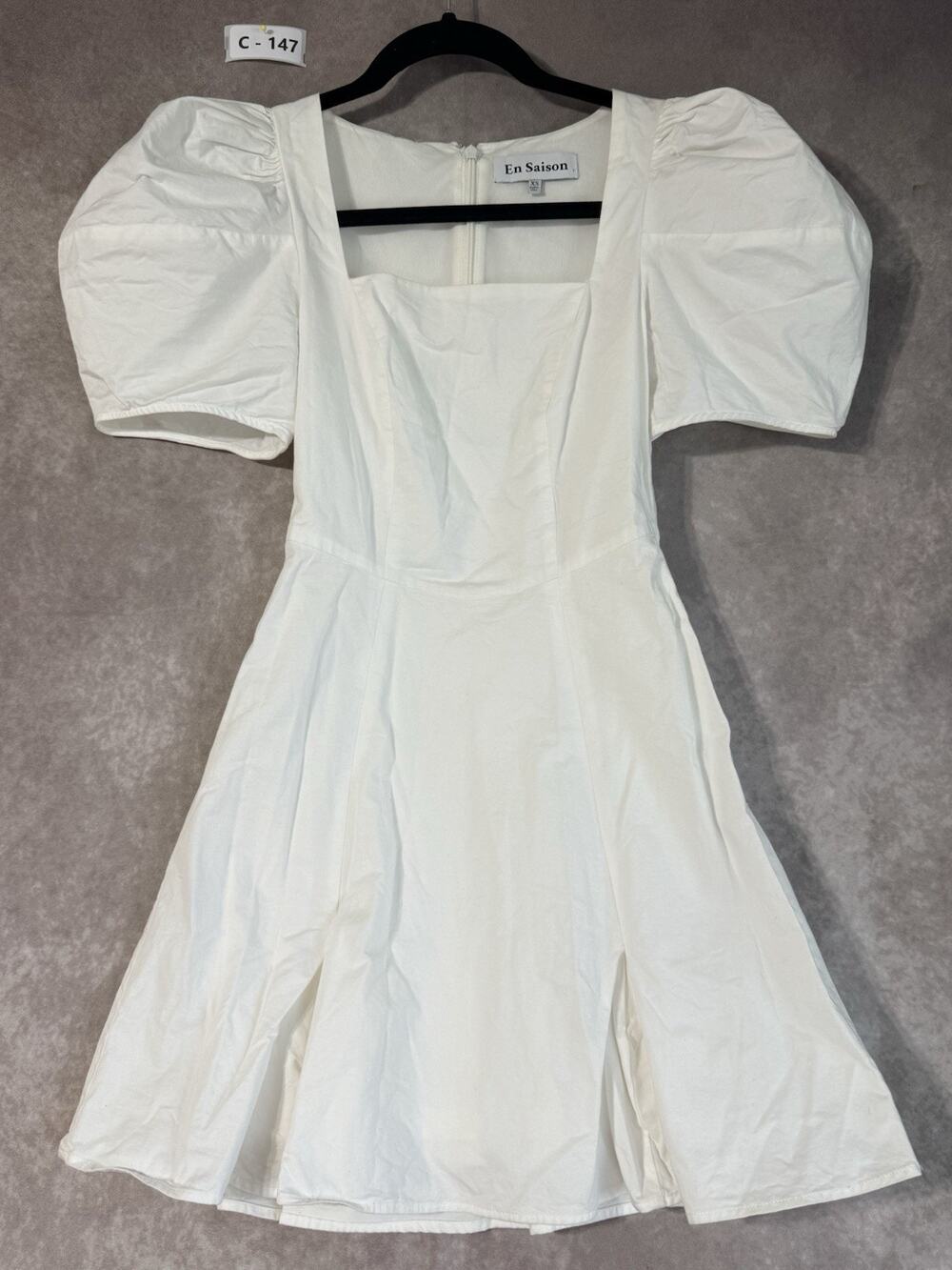 En Saison White Puff Sleeve Midi Dress